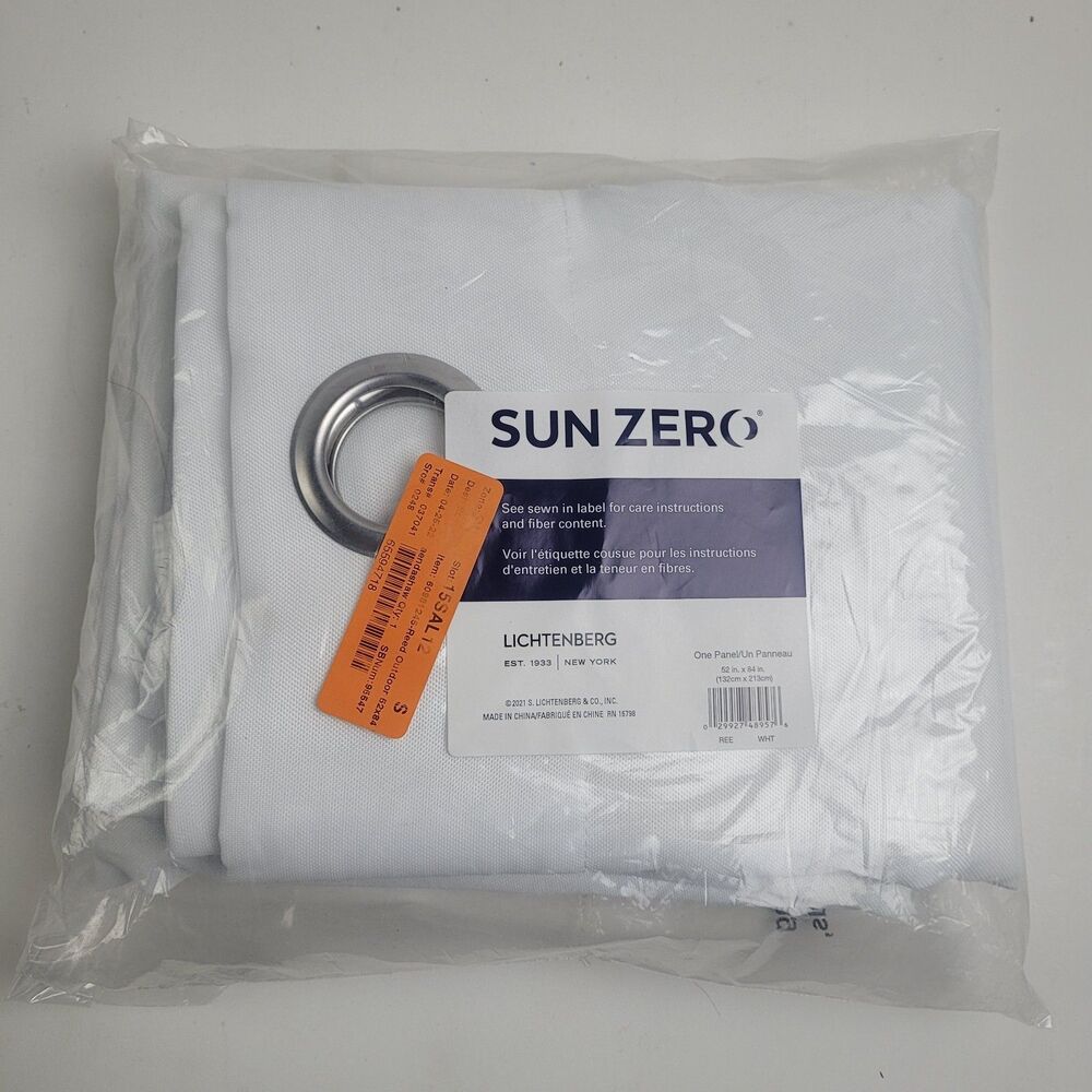 NEW Sun Zero 52" x 84" Grommet single curtain panel 'White' #CT70